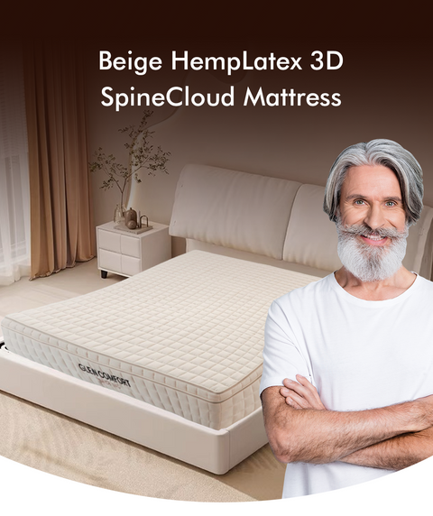 Beige HempLatex 3D SpineCloud Mattress