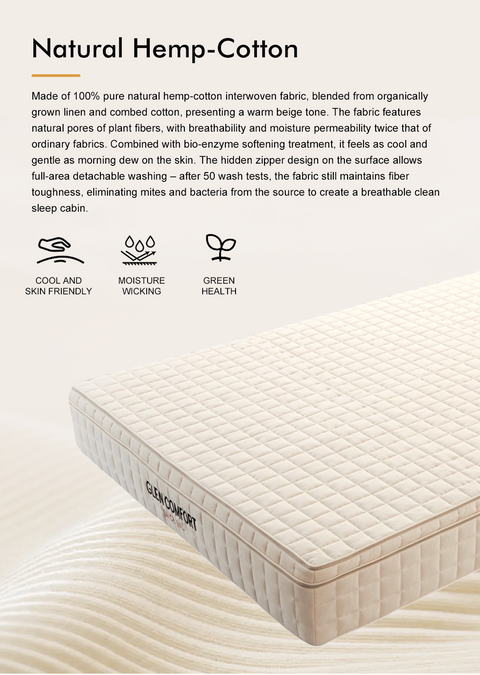Beige HempLatex 3D SpineCloud Mattress