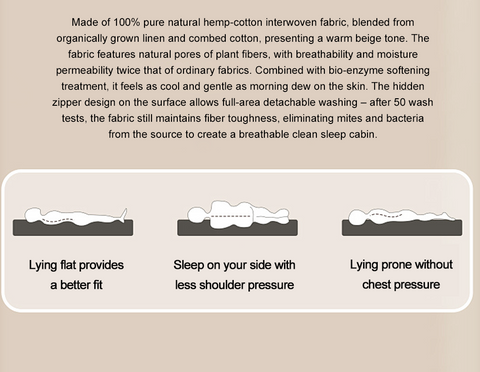 Beige HempLatex 3D SpineCloud Mattress