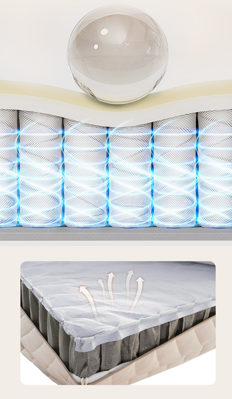 Beige HempLatex 3D SpineCloud Mattress